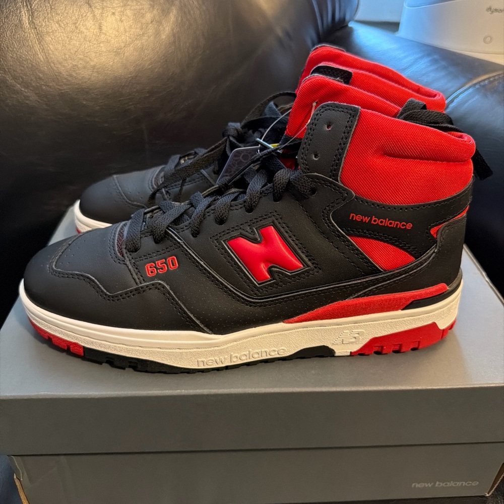 New Balance 650 Black and Red Sneakers